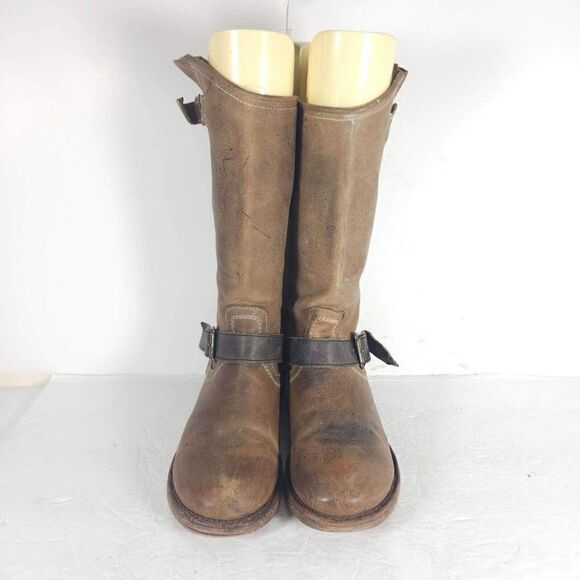 FREEBIRD BY STEVEN Women's CRSBY US 8 Brown Distressed BIKER MOTO BOOTS - Picture 2 of 15